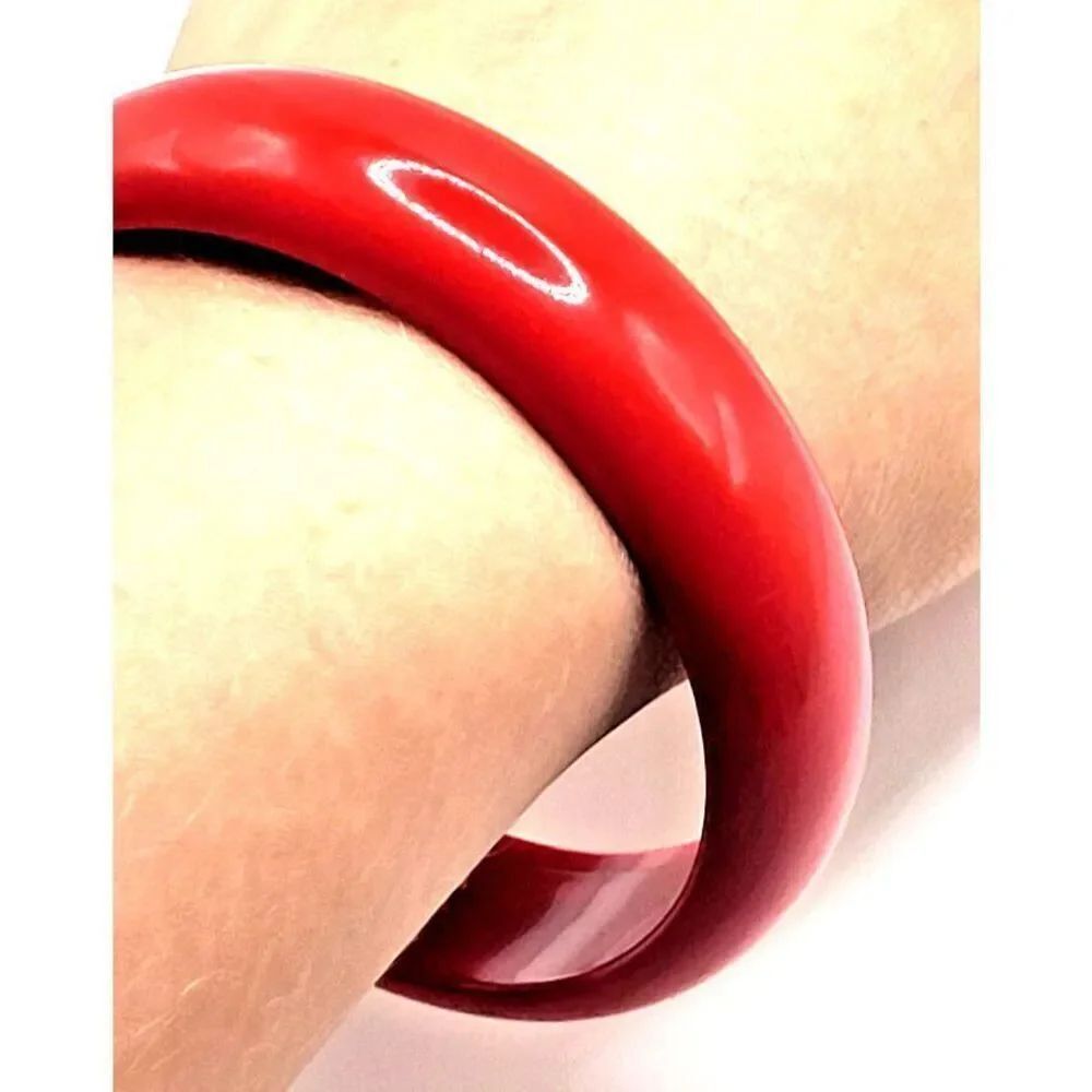 Vintage 60s Red Acrylic Bangle Bracelet 2.5in dia
